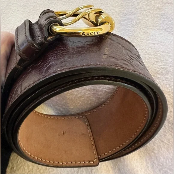 Used Vintage Brown Gucci Belt Vintage Iconic Gucci Reversible Logo Black Brown Leather  main image 2